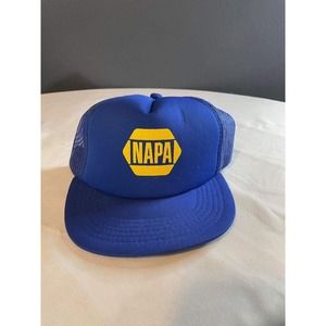 Vintage NAPA Automobile Supplies Truckers Hat Cap Blue Snapback Mesh Rope Logo
